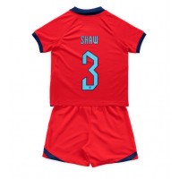 Camisa de time de futebol Inglaterra Luke Shaw #3 Replicas 2º Equipamento Infantil Mundo 2022 Manga Curta (+ Calças curtas)